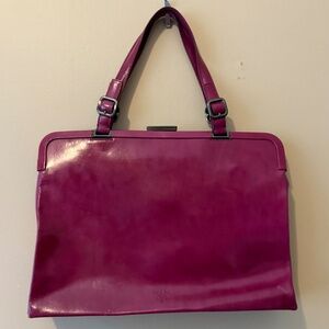 Prada Magenta Double Frame Tote Bag